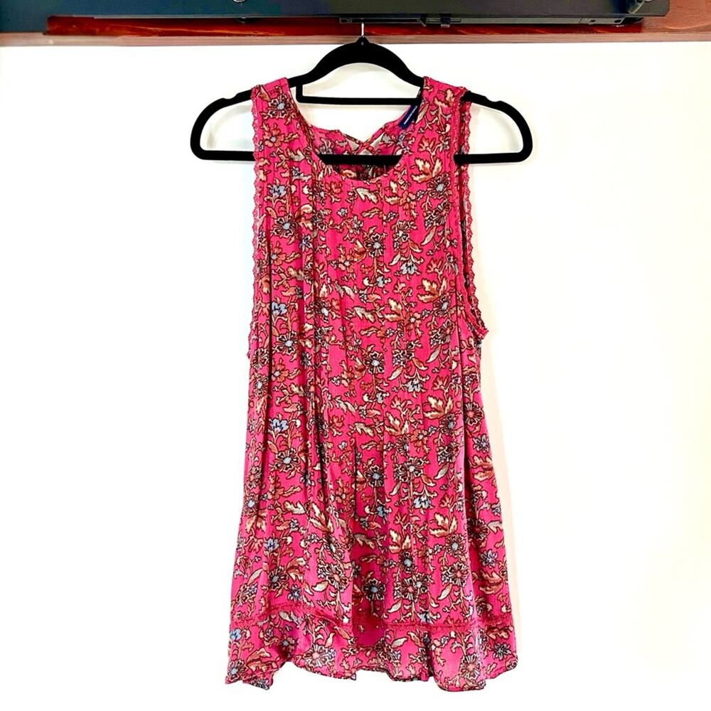 American Eagle Y2K Floral Lace-Up Back Dress or Tank Tunic Top Size L